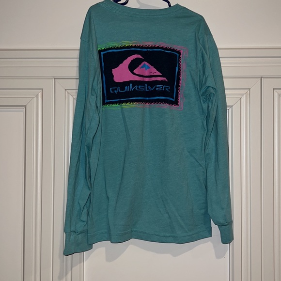 Quiksilver Tee Long Sleeve Teal Kids Medium - Picture 4 of 6